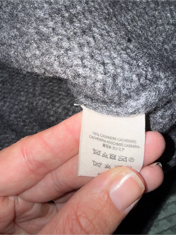 Free People 100% Cashmere Ribbed Knit Sweater Gray Small - Image 3