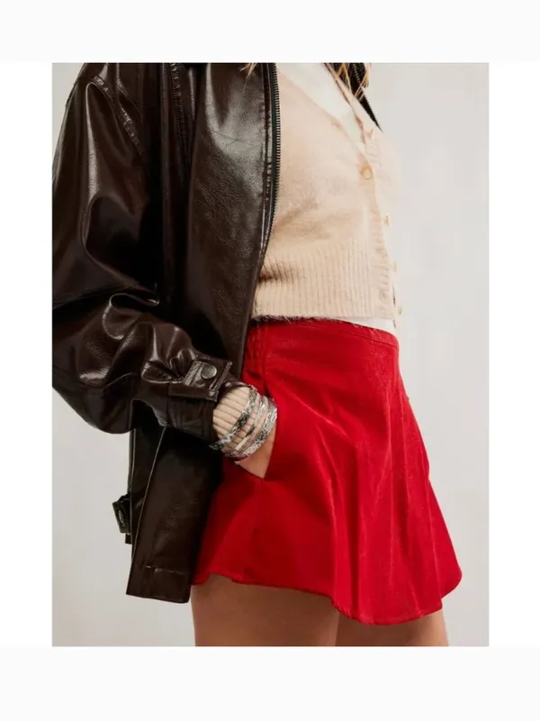 FREE PEOPLE NWT Paradise Found Suede Skort / Rhythmic Red - Image 6