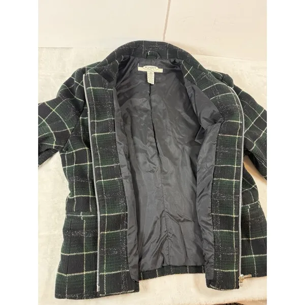 Old Navy Vintage Y2K Old Navy Zip Up Plaid Jacket Blazer‎ Women’s Medium Green - Image 4