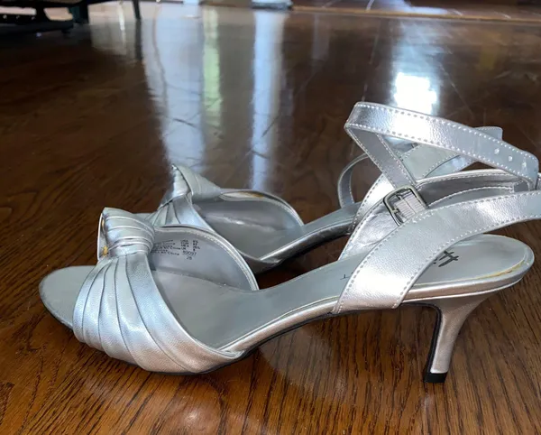 ZARA Silver Kitten Heels - Image 3