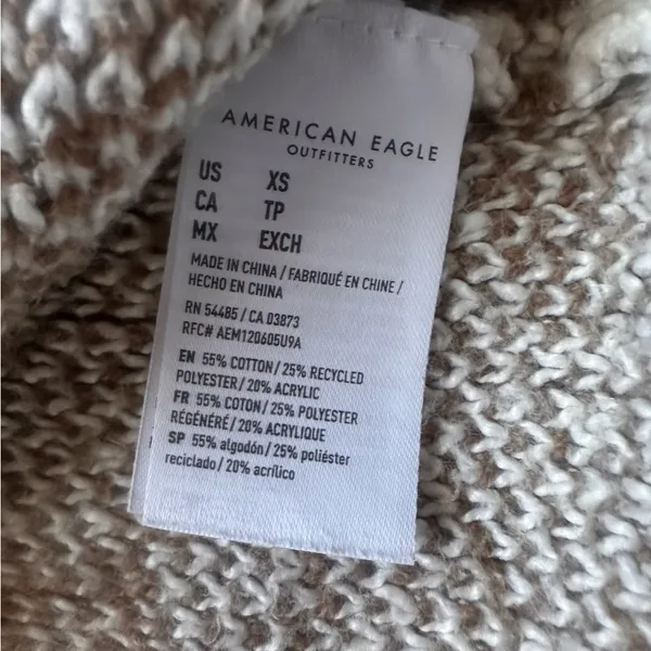 American Eagle Paisley Knit Cardigan XS Brown Cream Button Front Sweater - Image 7