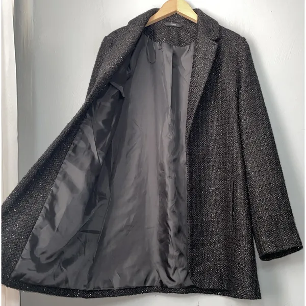 Black Silver Sparkle Tweed Jacket Women Size US 10 12 Formal Coat Event Evening - Image 4