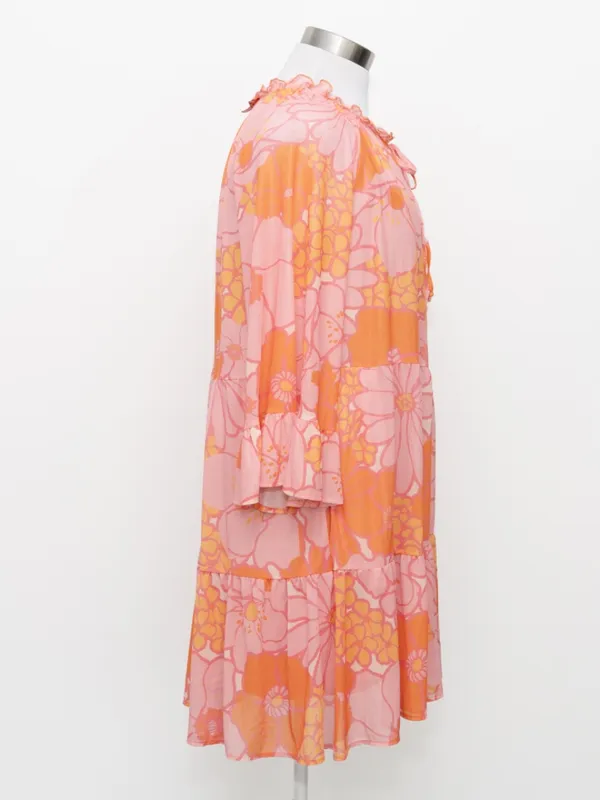 Show Me Your Mumu -‎ Viola Floral Mini Dress | Retro Pink & Orange Floral Print - Image 4