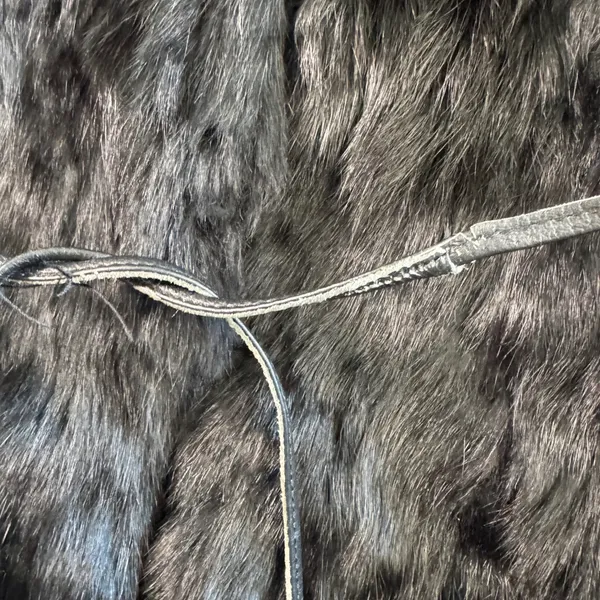 Wilsons Leather Maxima Genuine Fur Coat Hooded Black Belted Pom Luxury‎ Small - Image 11