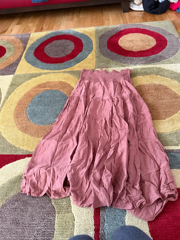 Haeof Blush Pink Midi Ruffle Skirt / Can be worn as a halter dress also Small - Image 4
