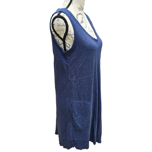 Lilla‎ P Navy Blue Pima Cotton Modal Sleeveless Pocket Mini Dress Small - Image 4