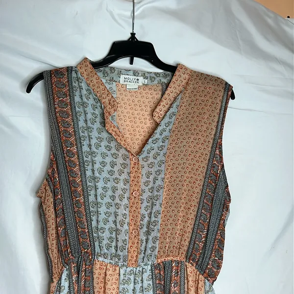 Molly Bracken Patchwork Maxi Dress Size L maxi multicolor sleeveless - Image 2