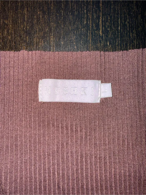 Meshki Women’s Ribbed Mauve Long Sleeve Square Neck Bodysuit Stretch Basic Top - Image 7