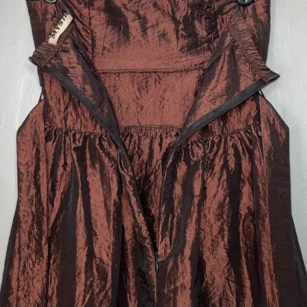 Mystic Brown Taffeta Strapless Dress Size S Prom Homecoming Dance HOCO Mini Y2K - Image 5