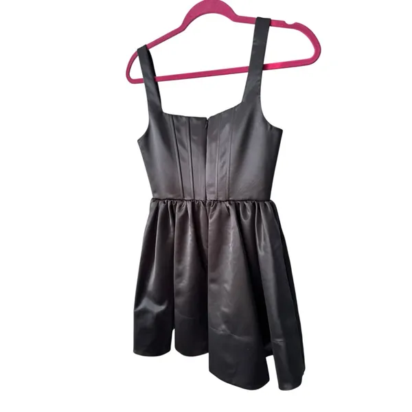 Staud Landscape Mini Dress Satin Black Size 2‎ - Image 6