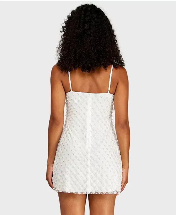 white pearl mesh bodycon dress - Image 3