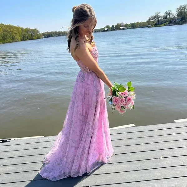 Jovani Dress peal pink long flowing prom dress - Image 4