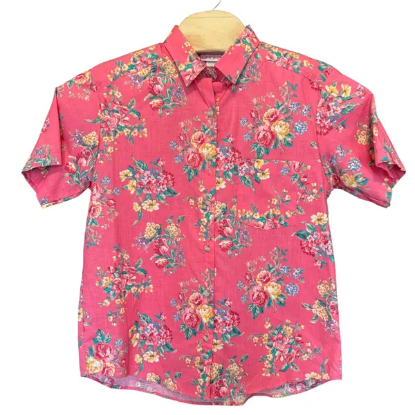 Vintage Shabby Chic Floral Button Down Shirt M Grannycore Cottagecore Artsy‎ - Image 2