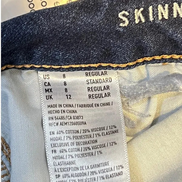 646 |‎ American Eagle Skinny Mid Rise Stretch Denim Jeans Dark Wash Womens 8 - Image 7