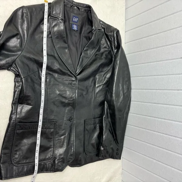 GAP Vintage Y2K 2000 Women’s Black Genuine Leather Jacket Size L‎ - Image 9