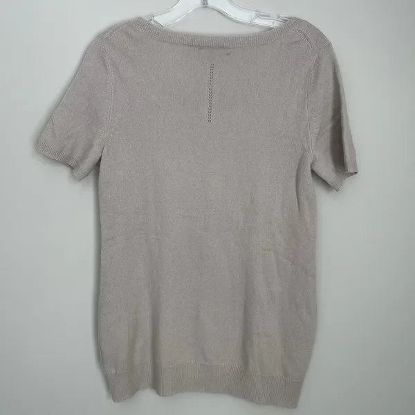 Christopher Fischer Size L Gray Short Sleeve Cashmere Top Crew Neck - Image 5