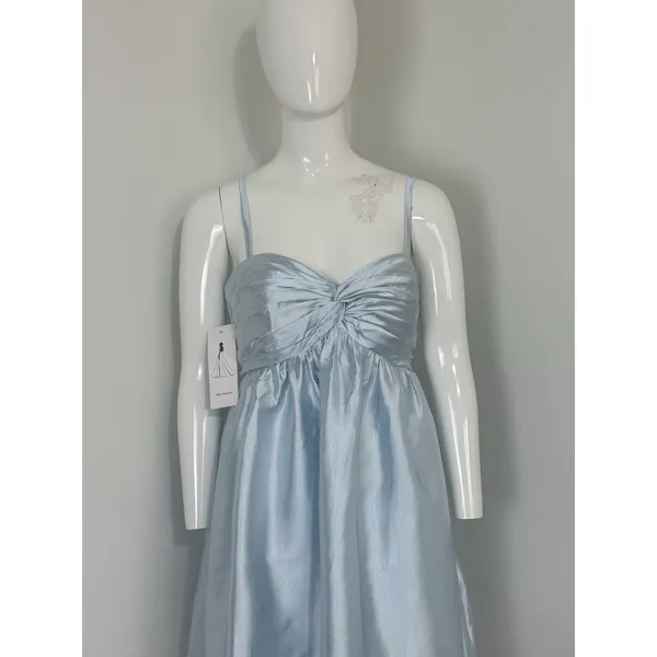 NWT Womens Baby Blue Satin Mini Dress Lace Up Corset Back Spaghetti Strap⁠ 8 - Image 5