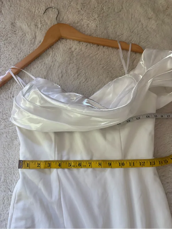 Lulus Beaumont White Asymmetrical Mermaid Maxi Dress Size Medium Bridal Formal - Image 7