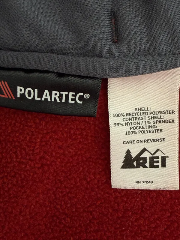 REI Polartec Brick Red w/Grey Fleece Zip Up Jacket - Image 7