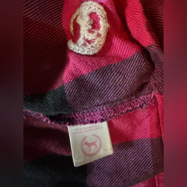 Victoria’s Secret PINK 100% Cotton Y2K Red/Black Plaid Shirt S Large F2 - Image 12