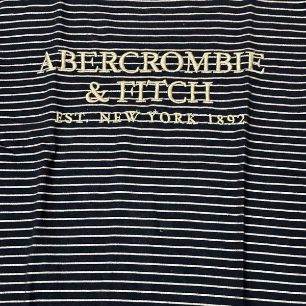 Abercrombie & Fitch Women Navy Blue‎ Crew Neck stripe T-Shirt size XS - Image 5