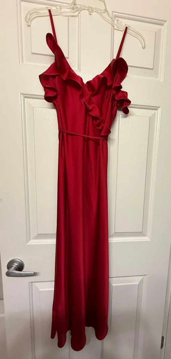 Red Ruffle Midi Dress - Image 3