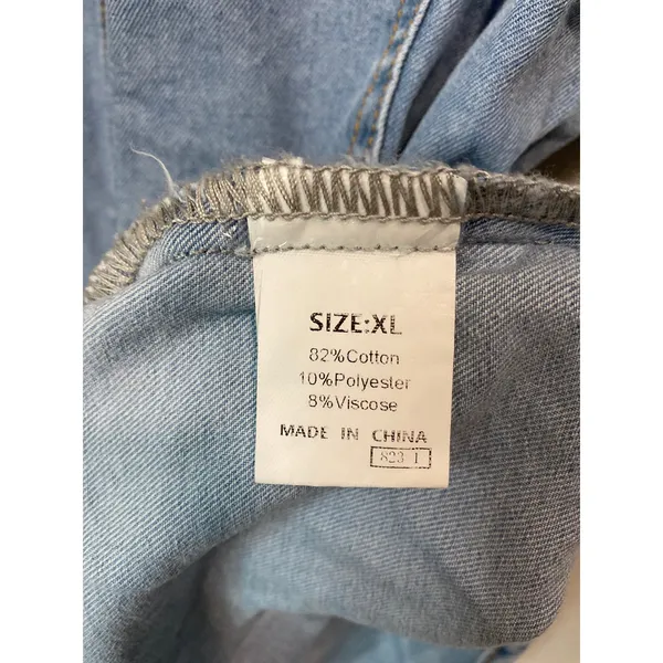 New Sidefeel Women’s Short Sleeve Denim Button Down Shirt Size XL - Image 2