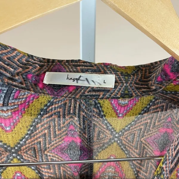 Hazel Large Boho Aztec Flowy Loose Dress Pleat V Neck Swim Cover Vacation Summer - Image 6