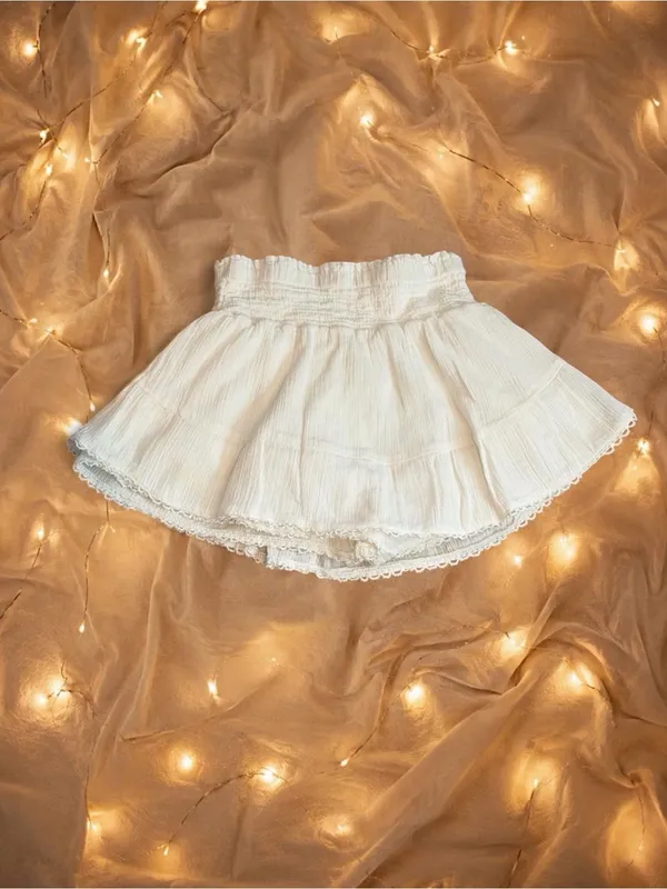 Aéropostale White 100% Cotton Tiered Lace Trim Skort Shorts XS - Image 2