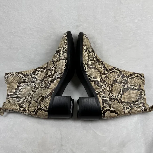 Nordstrom Snakeskin Print Ankle Boots‎ Square Toe Block Heel Chelsea Booties 7.5 - Image 8