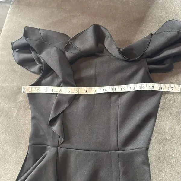 Women’s Black Off-Shoulder BodyCon Midi Dress with Ruffles Size S NWOT - Image 13