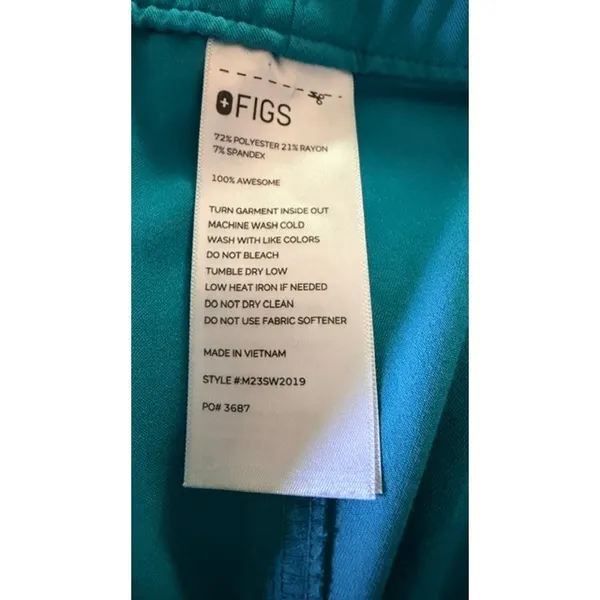 FIGS Technical Collection Scrub Pants Large Teal Blue Cargo Medical Uniform - Image 7