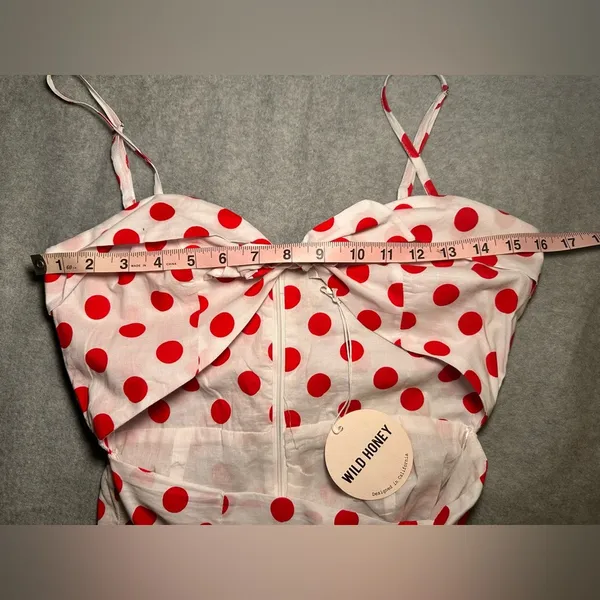NWT Wild Honey polka dot cutout mini dress white and red size M - Image 3