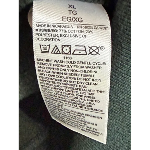 GAP Dark Green Zip-Up Hoodie Multicolor Spelled‎ Out Logo, XL - Image 8