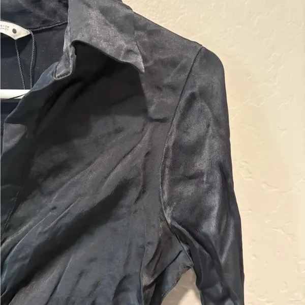Zara Black Satin Ruched Blouse - Image 4