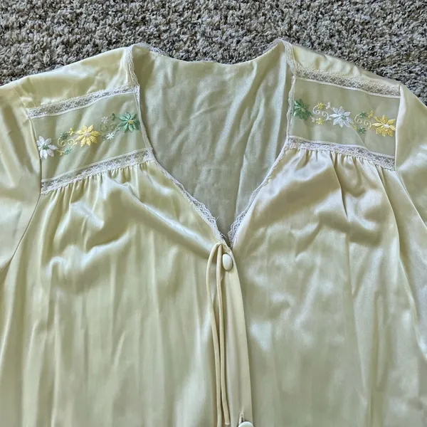 Vintage Yellow Floral Embroidery Housedress - Image 2