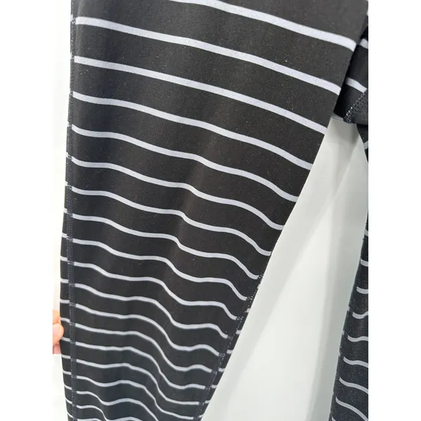 Athleta Womens Black Gray‎ Striped Polyester Spandex Full Length Leggings Small - Image 6
