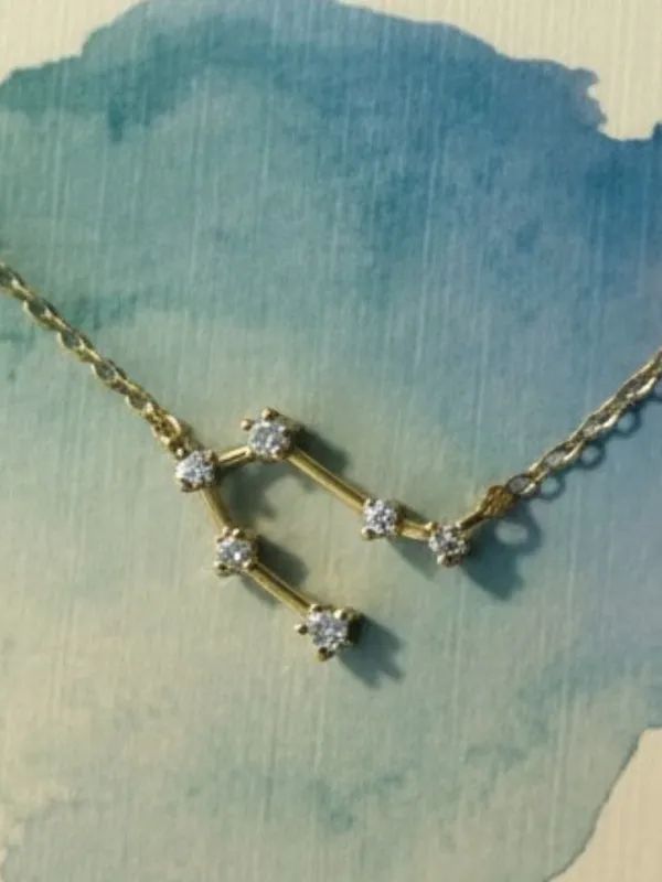 Francesca's Gemini Zodiac Constellation Necklace Gold Sterling Silver CZ New - Image 2