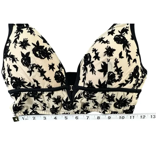 INC International Concepts Bralette‎ S Tan Black Velvet Floral Wirefree Coquette - Image 8