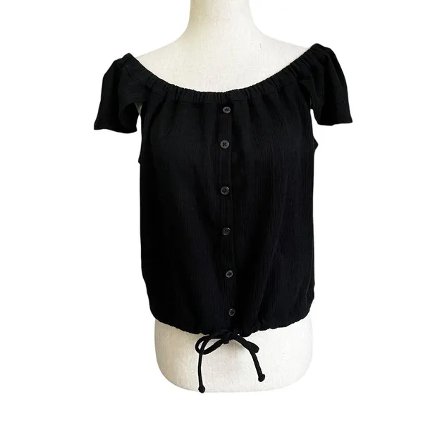Madewell Black Crop Top Women Size Large | 34-21 - Image 3