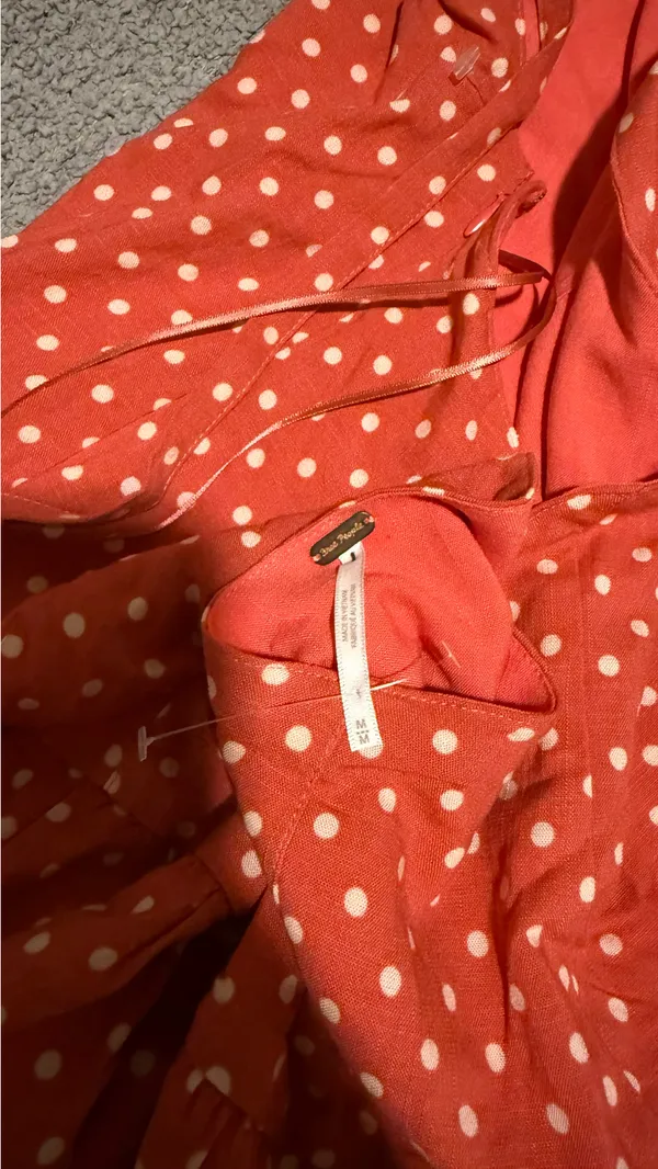Free People Red/pink Polka Dot Romper - Image 4