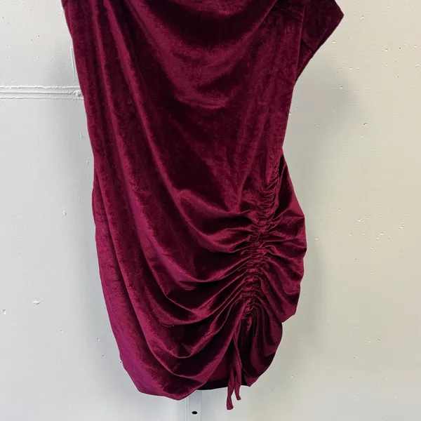 Showpo. Beyond‎ It Rushed Mini Velour Dress Burgundy Sz 4 Stretch Party - Image 5