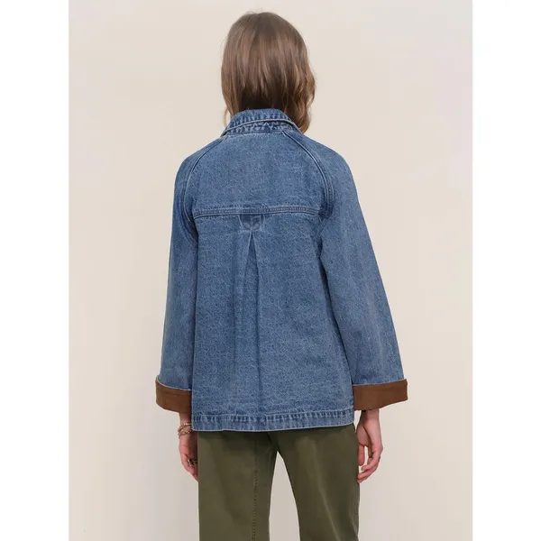 Heartloom Elina Denim Chore Jacket XS Corduroy Cuff Utility Coat - Image 4