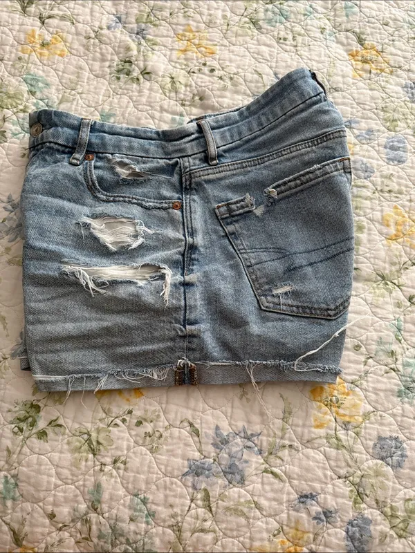 American Eagle Outfitters Light Blue Distressed Denim Jean Shorts - Image 2
