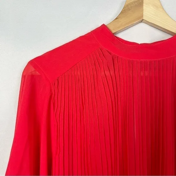 ASOS Tall Red Pleated Trapeze Tie‎ Sleeve Mini Dress 2 - Image 3