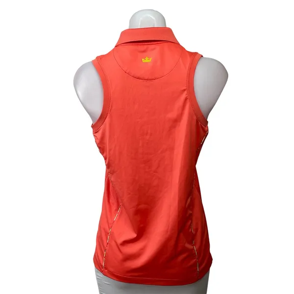 Peter Millar Women Coral Sleeveless 1/4 Zip Collared Tennis Athletic Tank Top M - Image 3