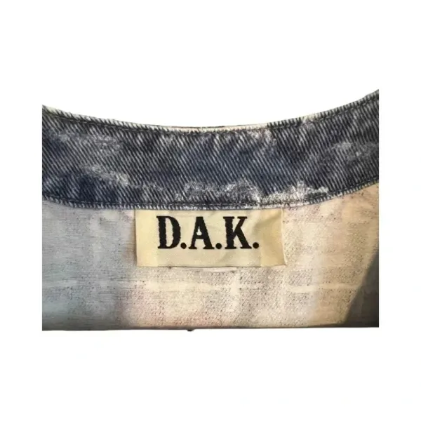 Vintage DAK Floral Denim Vest Womens 2X Acid‎ Wash Patchwork Plaid Button Front - Image 2