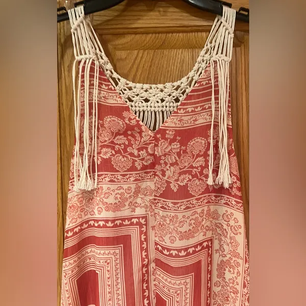 ZARA Macrame Bohemian Festival Lightweight Lined‎ Maxi Dress Size Medium / Large - Image 14