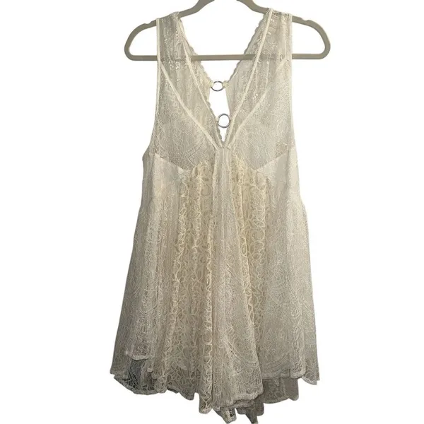 ✨FREE PEOPLE Don't You Dare Sz Medium Dress in Neutral Combo✨ - Image 13