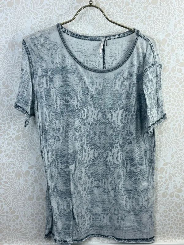 Free People Blue Gray Vintage Wash Short Sleeve Tee - Size - XS - Image 3